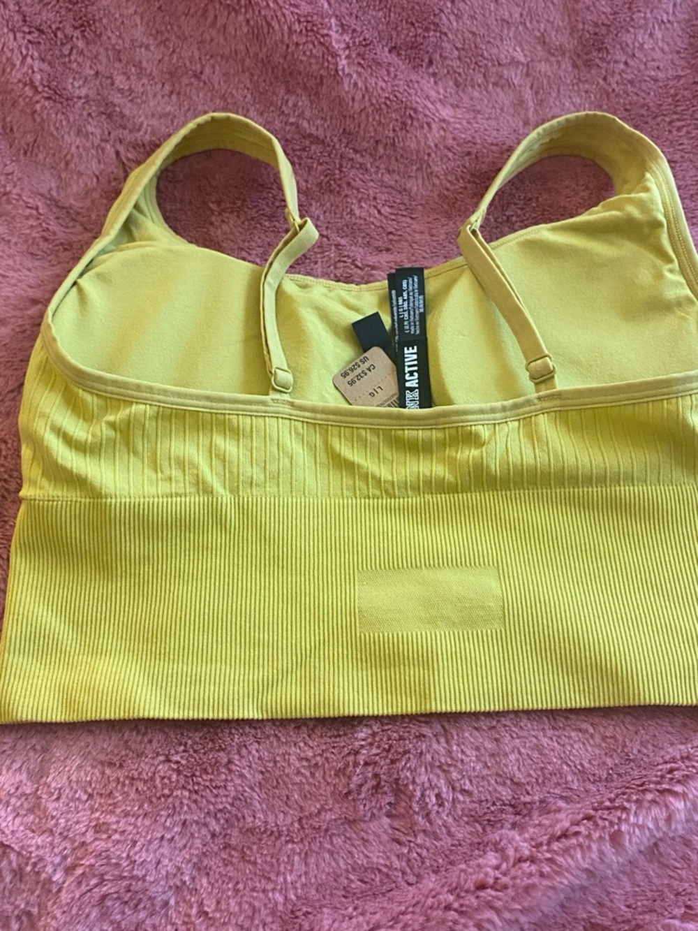 PINK Victoria's Secret Ribbed Lemon Yellow Sports Bra